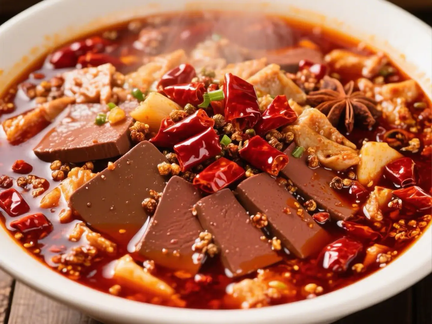 NY-Fish-Market-Buffet-Restaurant-Picy-Blood-Curd-Offal-Stew-Flushing Spicy blood curd and offal stew at NY Fish Market Buffet Restaurant in Flushing